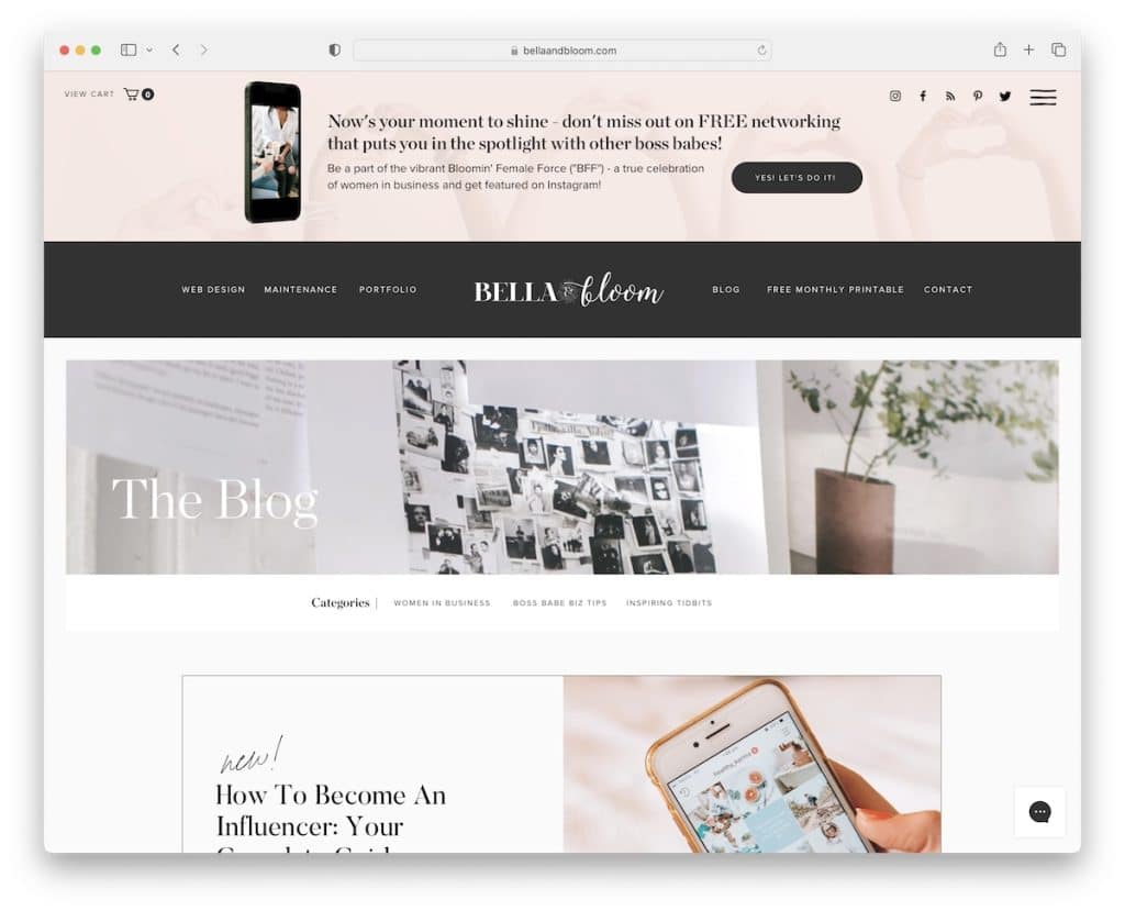 bella ve bloom wix blog örneği