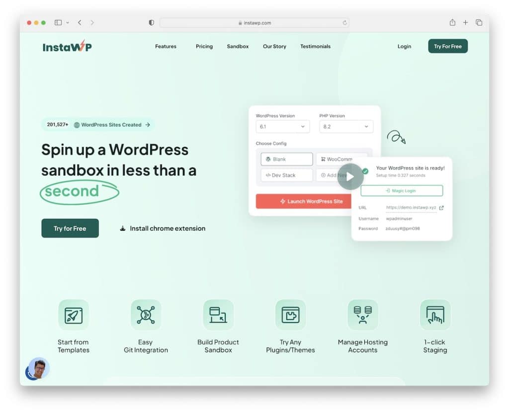 mediu de dezvoltare instawp wordpress