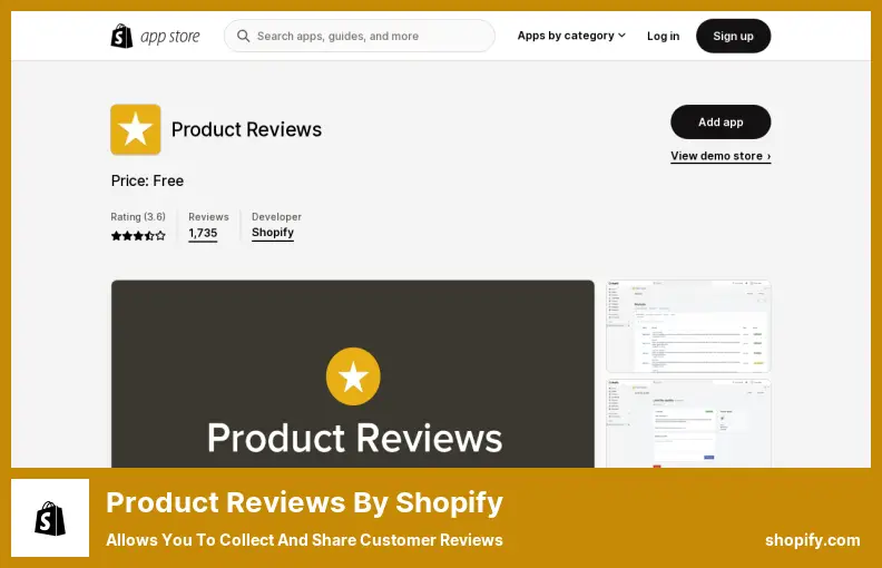 Shopifyによる製品レビュー - カスタマーレビューを収集して共有できます