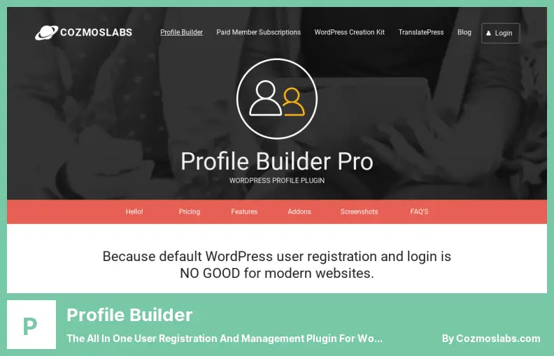 Profile Builder Plugin - WordPress サイト用のオールインワン ユーザー登録および管理プラグイン