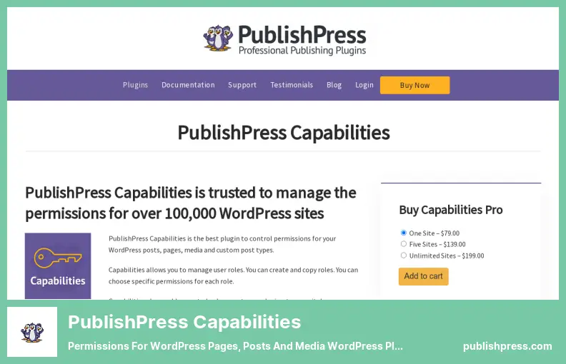 PublishPress Capabilities Plugin - WordPress ページ、投稿、メディアの権限 WordPress プラグイン