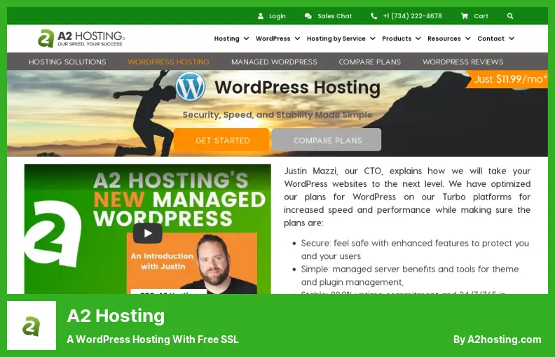 A2 Hosting - โฮสติ้ง WordPress พร้อม SSL ฟรี