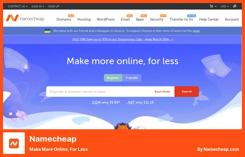 Namecheap: haga más en línea, por menos