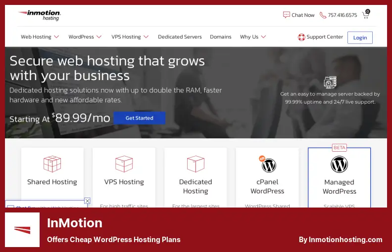 InMotion - Ofrece planes de alojamiento de WordPress baratos