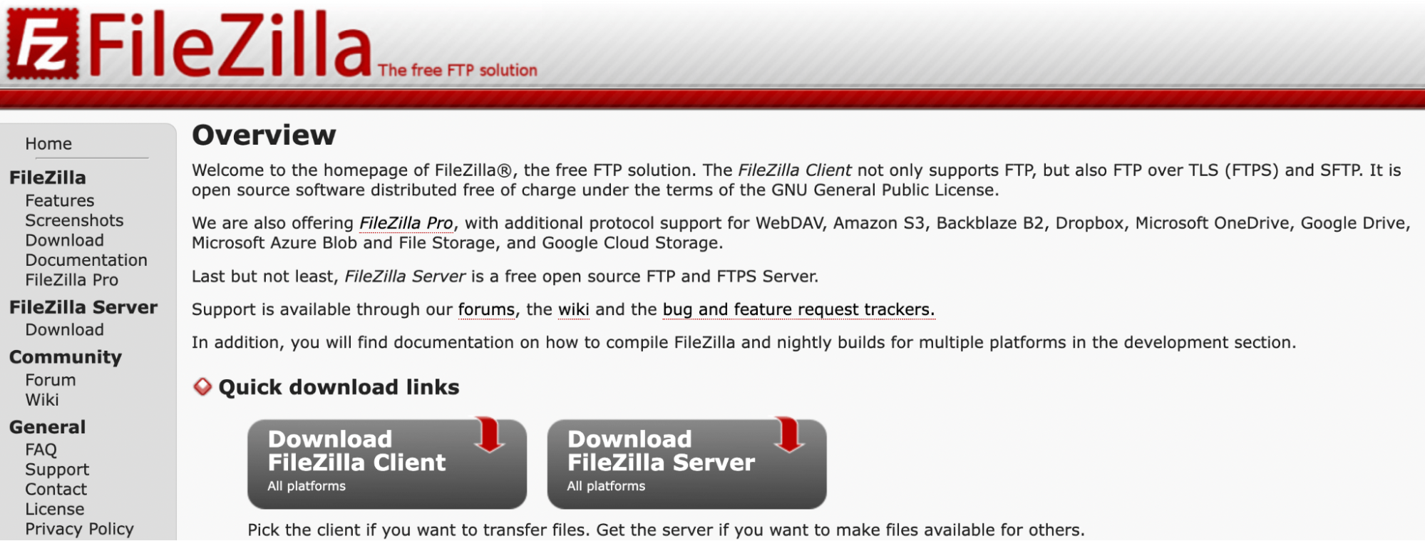 FileZilla 主页