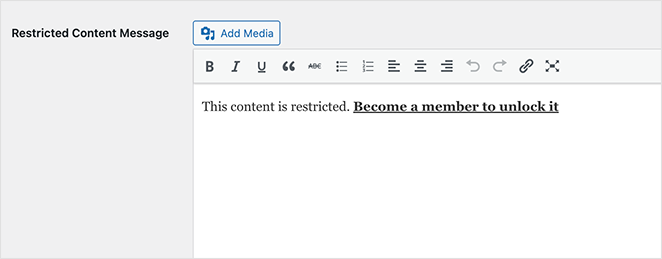 Custom message for restricted content