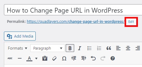 modifier le permalien modifier l'url de la page dans wordpress