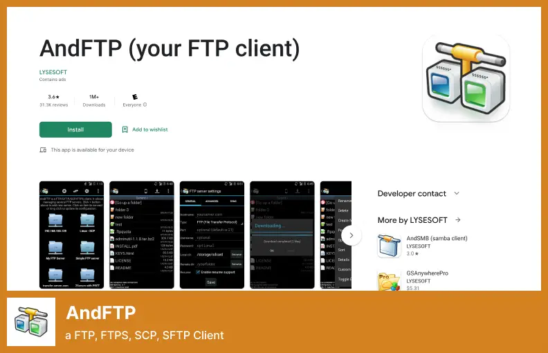 AndFTP - FTP、FTPS、SCP、SFTP 客户端