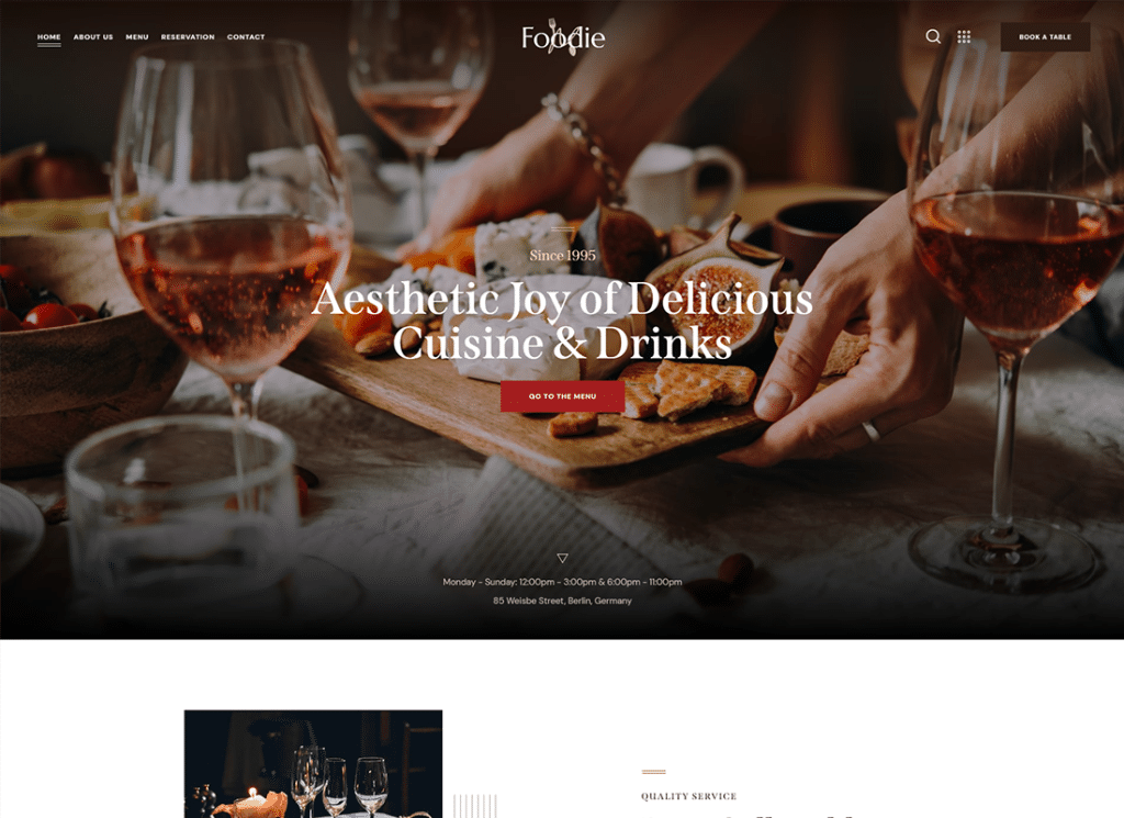 Foodie - Food & Wine Tema WordPress Multiskin Elementor