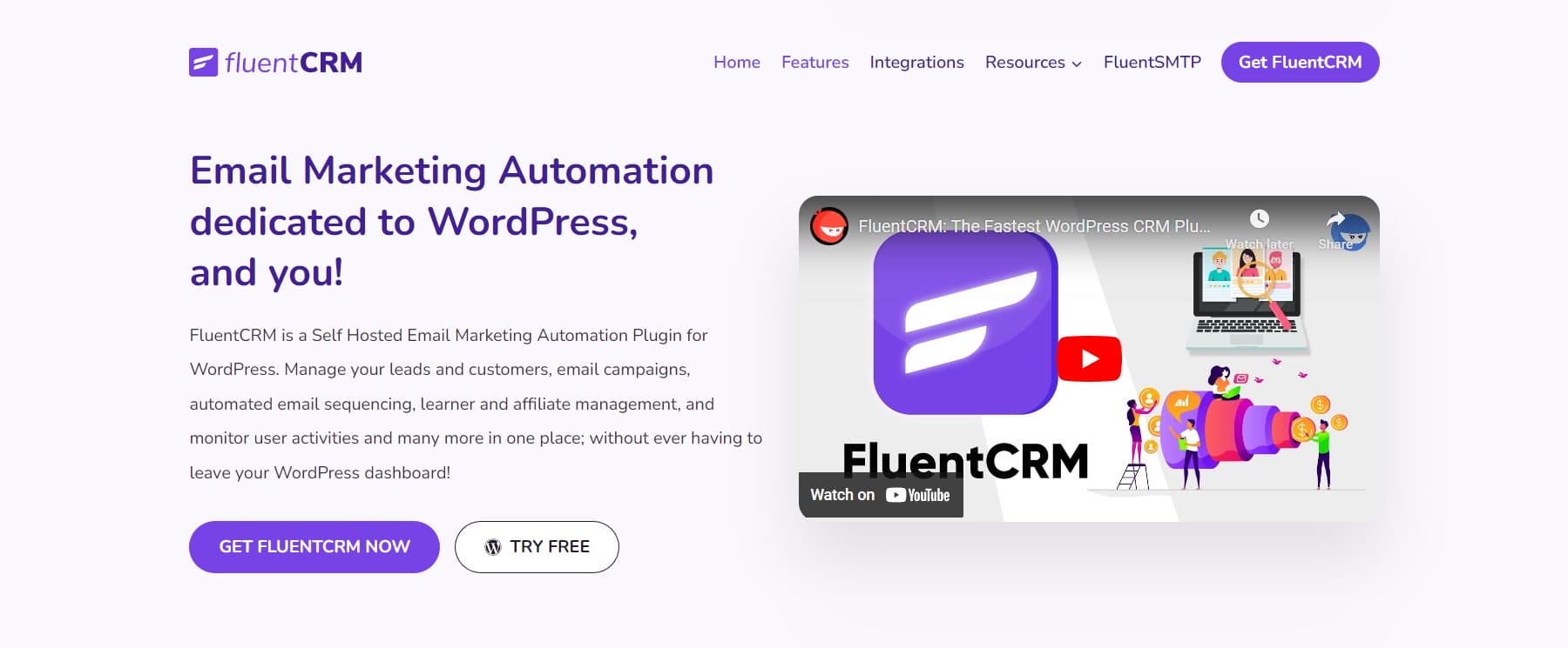 Homepage des FluentCRM-Plugins Februar 2023