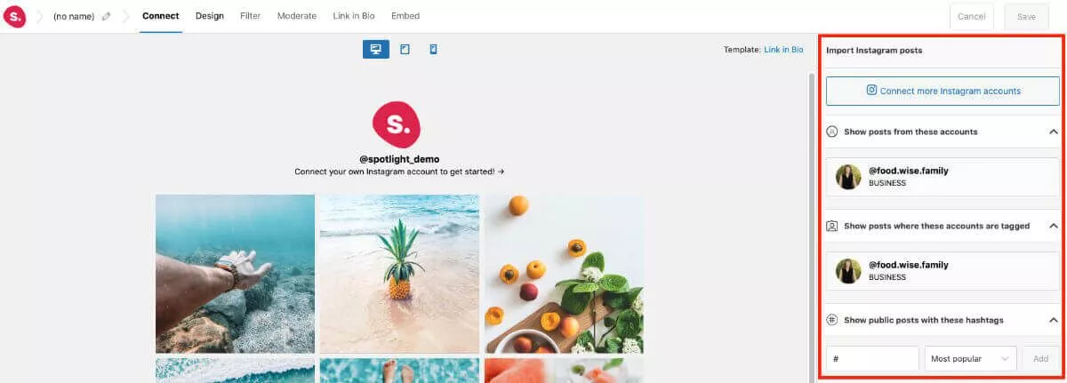 Instagram アカウントを接続する