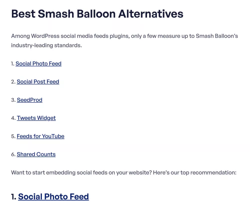 独自のブログ投稿によると、Smash Balloon の代替案。