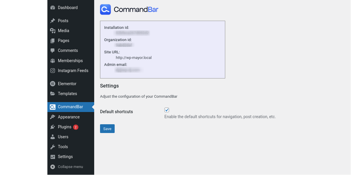 Configuración de la barra de comandos