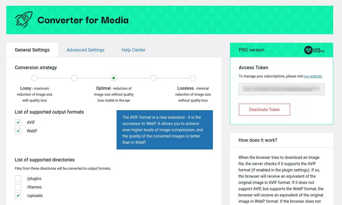 capture d'écran du menu Converter for Media