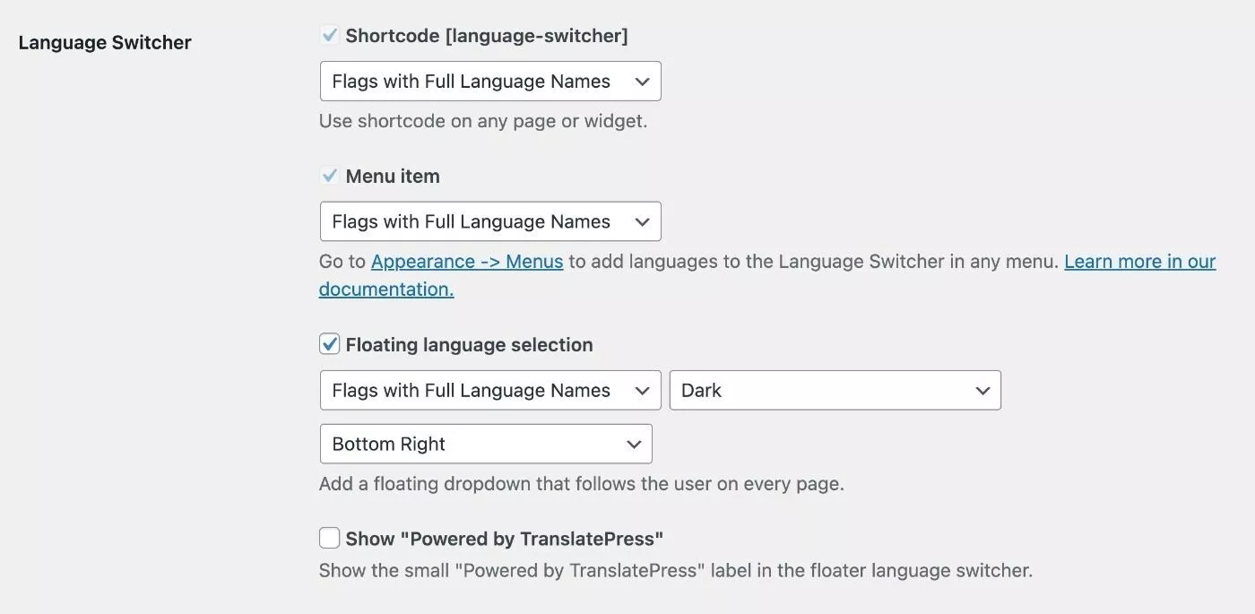 Configurar selector de idioma