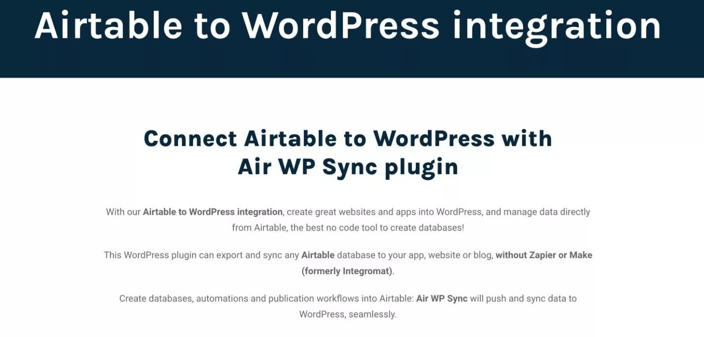 Air WP Sync Airtable WordPress eklentisi