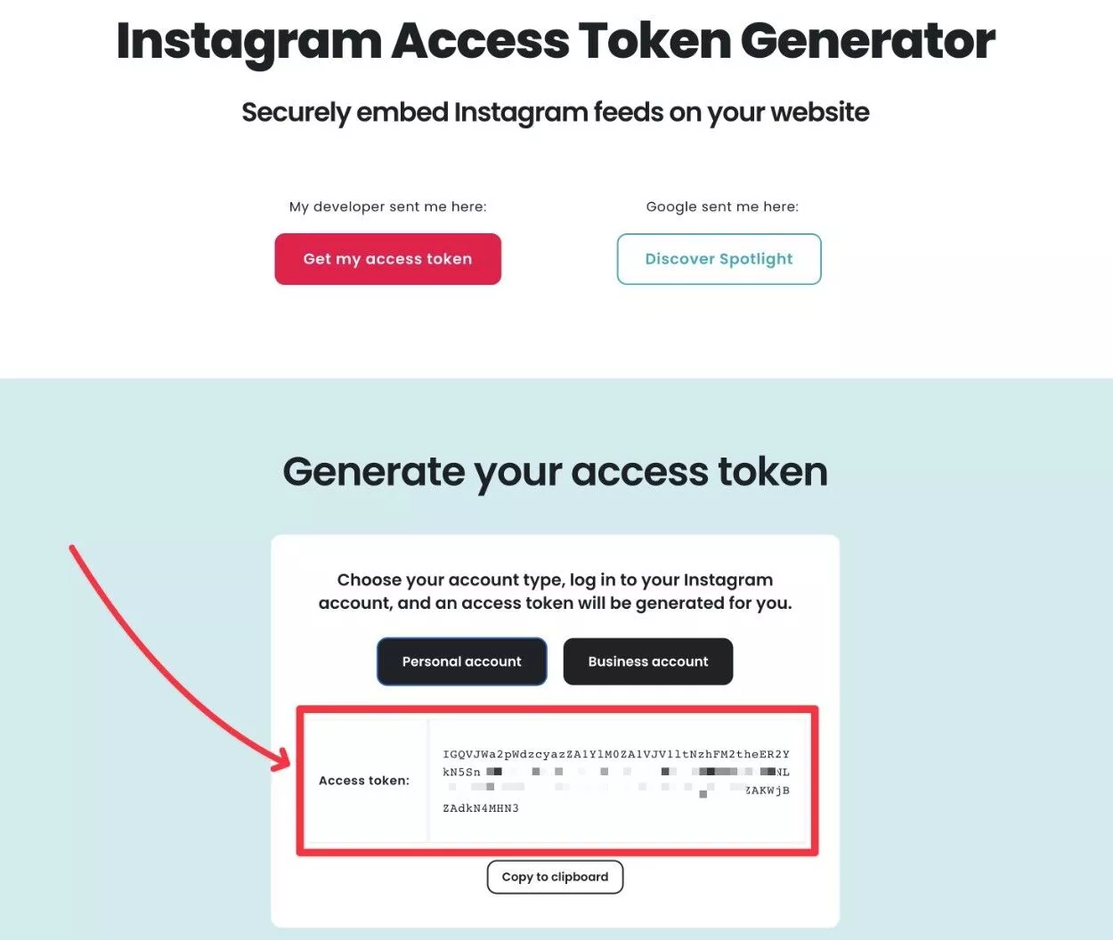 Tu token de acceso a Instagram