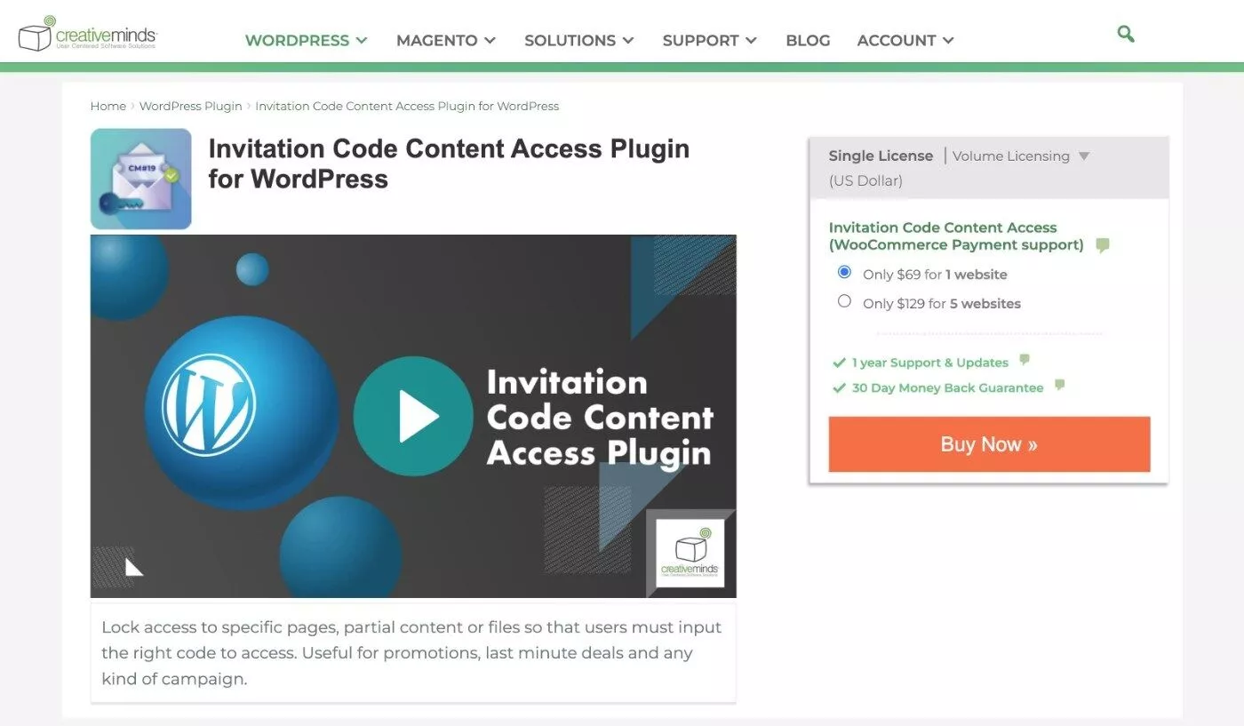 Plugin per l'accesso al contenuto del codice di invito