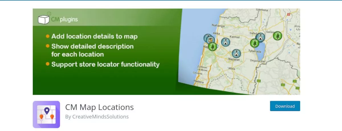 screenshot della pagina WordPress del plugin Cm Map Locations