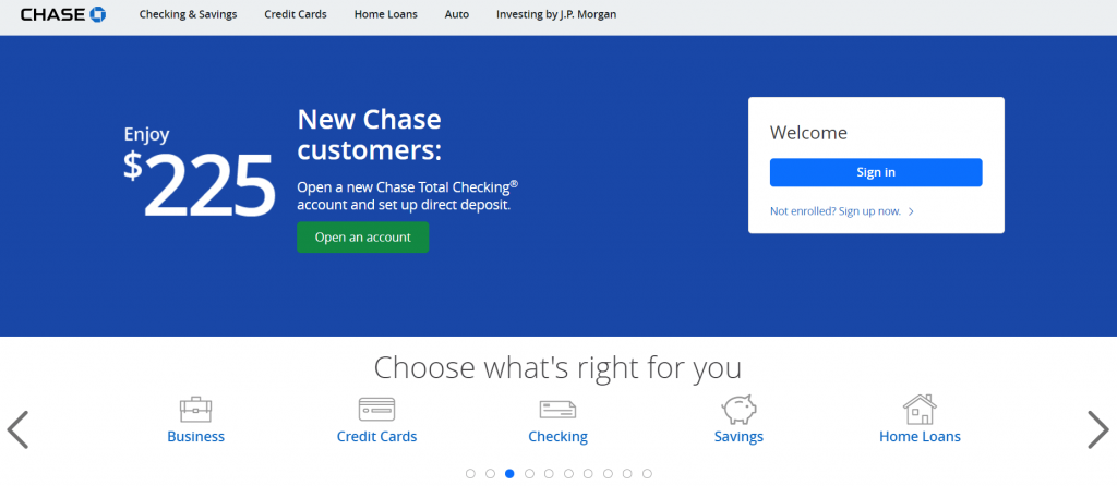 tangkapan layar dari chase bank- Contoh Saluran Omni