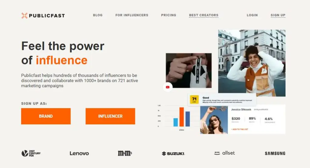 Strumenti gratuiti per influencer Publicfast