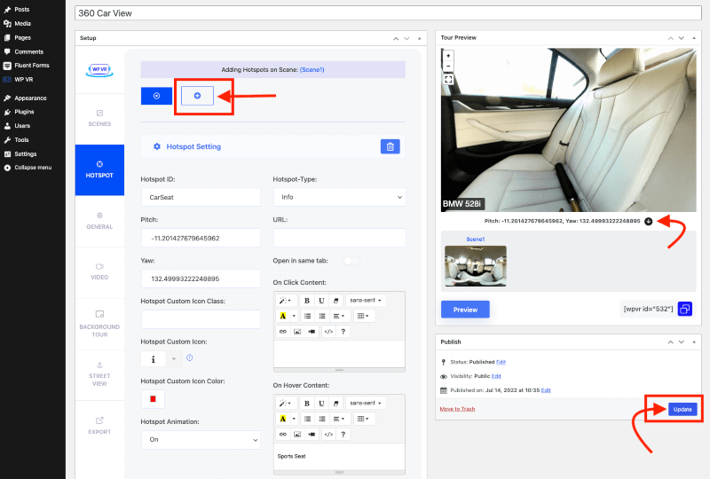 Adicionar ponto de acesso ao interior do carro