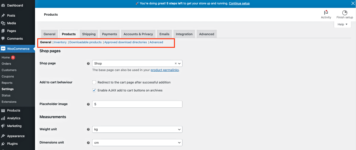 Configuración básica del producto Woo