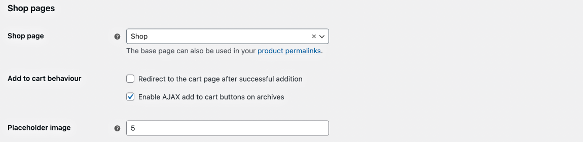 Configuración del producto - Páginas de la tienda