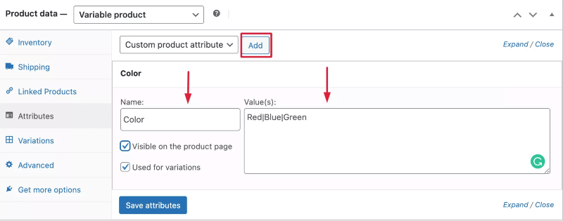 konfigurować zmienne produkty