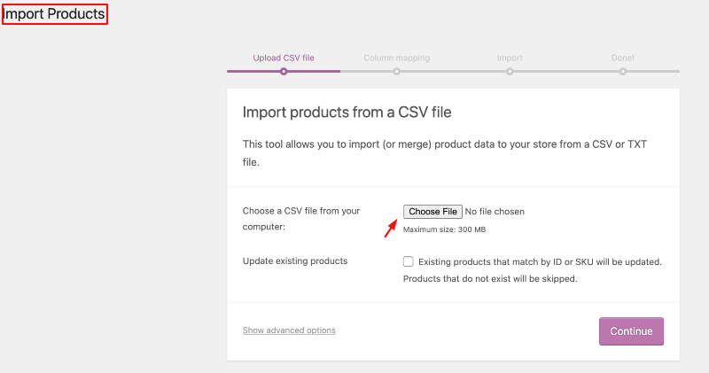 เลือกไฟล์ CSV