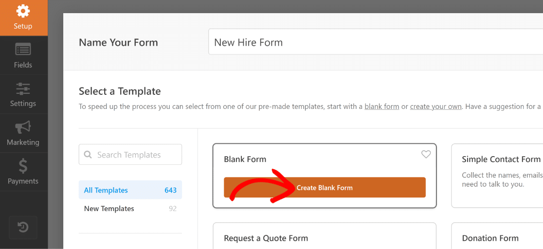 Create a Blank Form