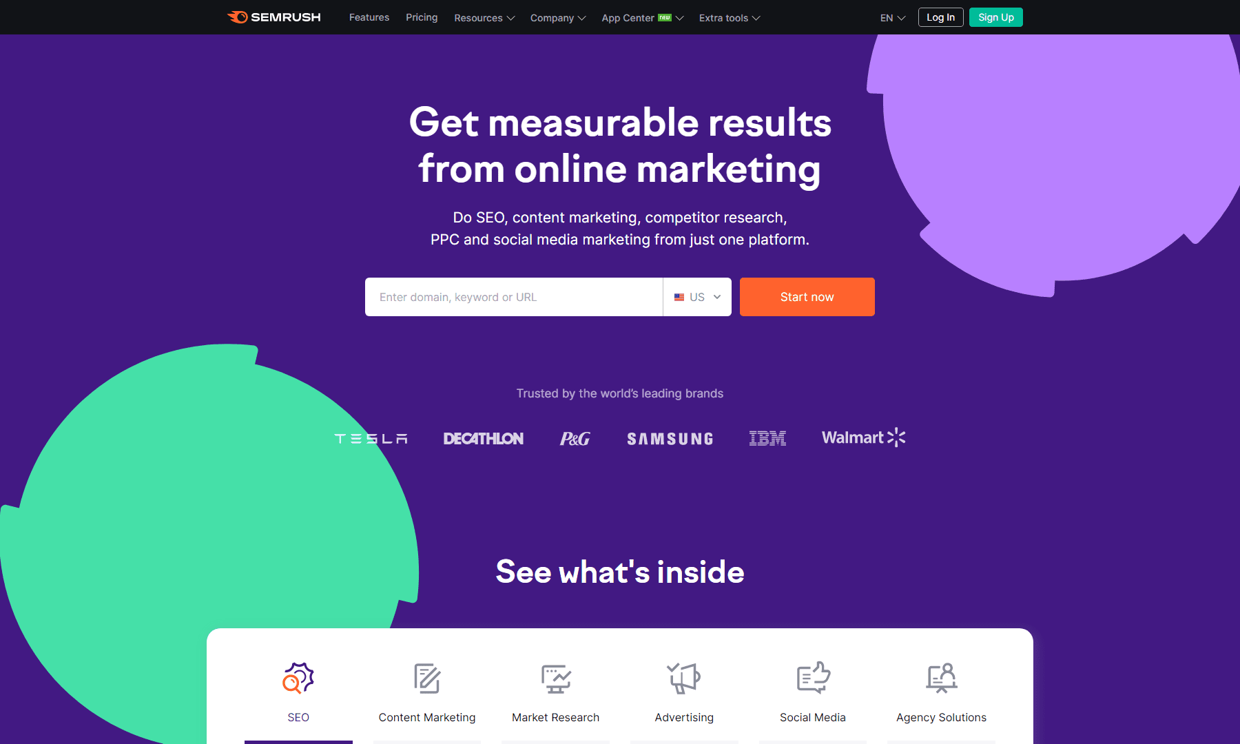 Pagina de pornire Semrush martie 2023