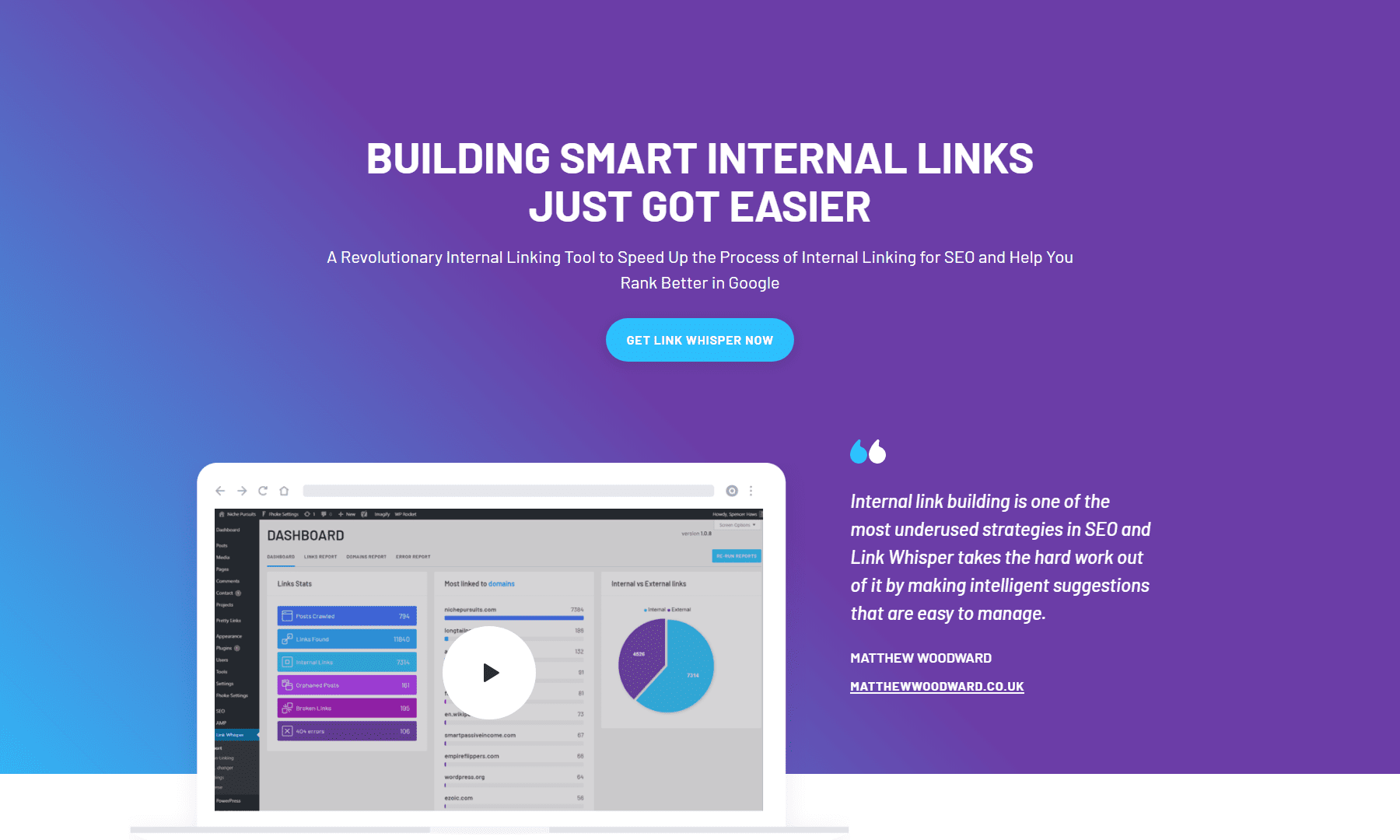 Link Whisper Homepage março de 2023