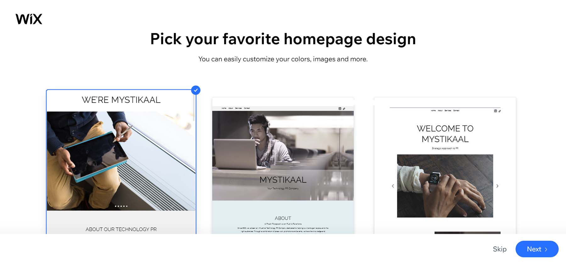 Wix AI ha generato la home page e il sito web