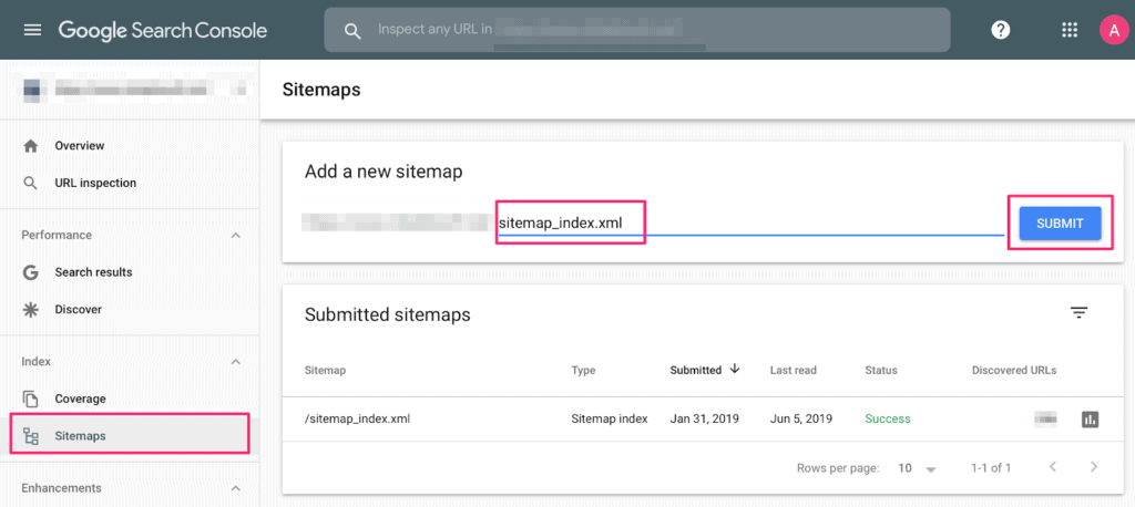 inviando la mappa del sito aggiornata con la versione https nella console di ricerca di Google