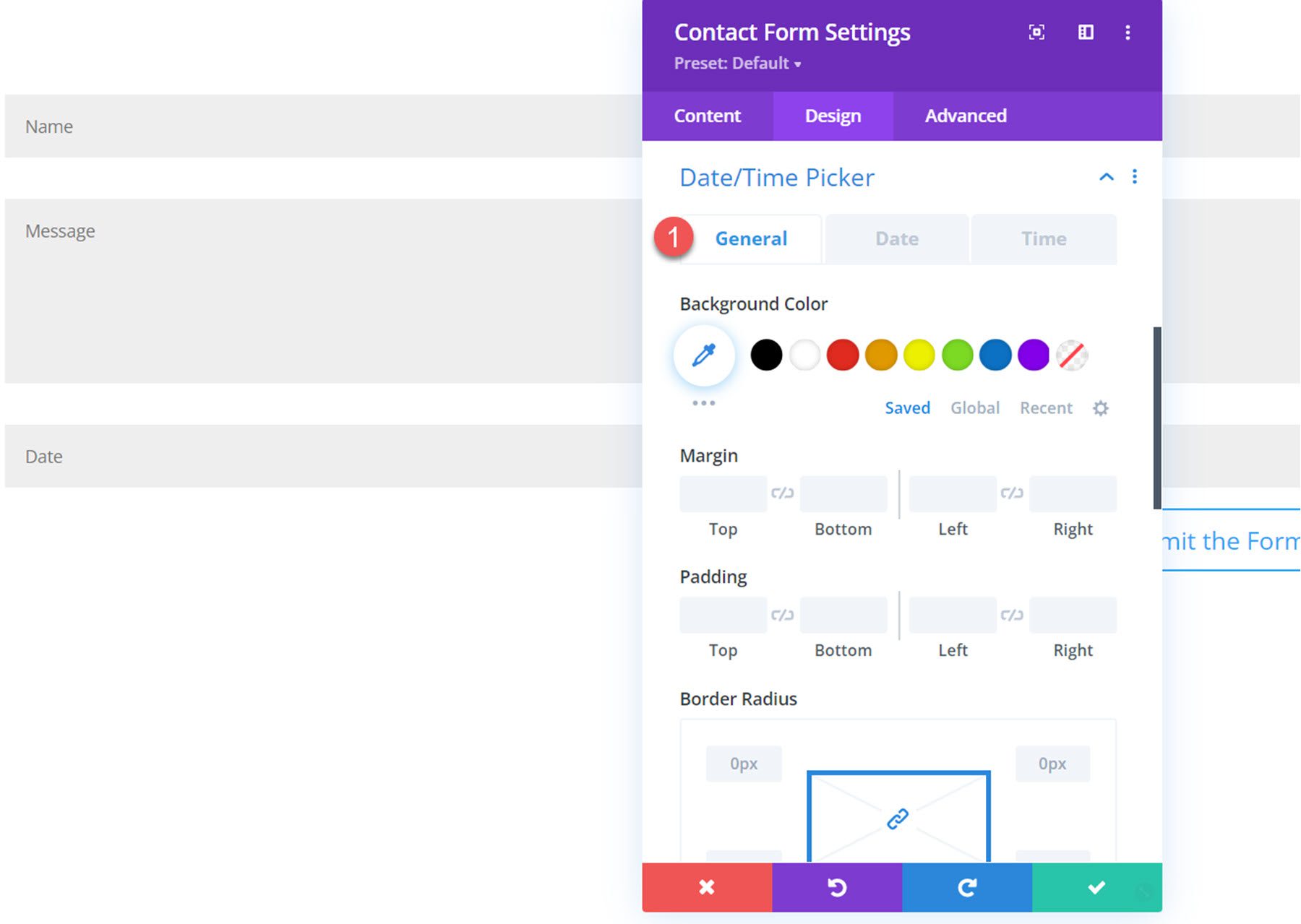 Plugin Divi Sorot Formulir Kontak Divi Helper Tanggal Pengaturan Umum