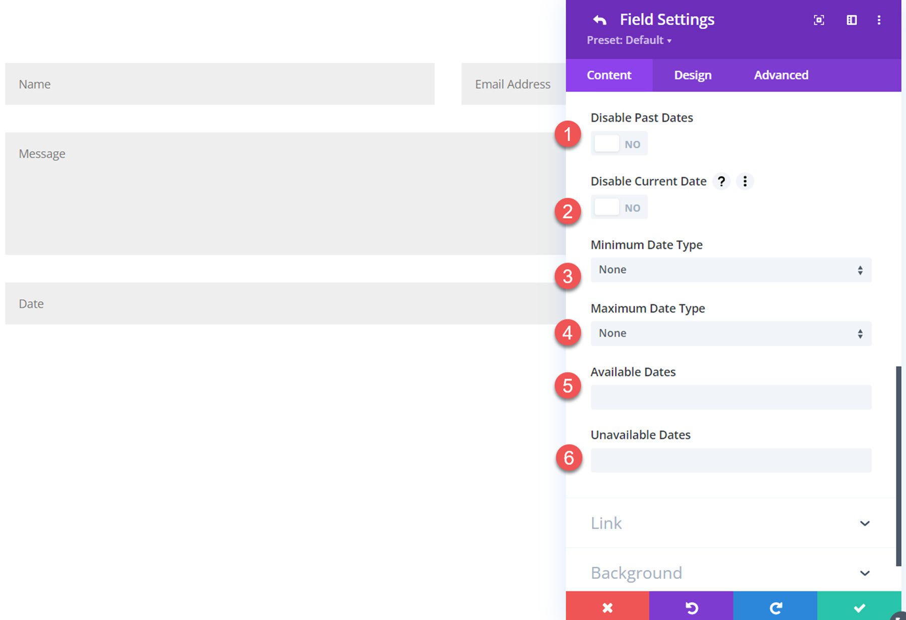 Divi Plugin Podświetl Divi Formularz kontaktowy Pomocnik Ustawienia daty 2