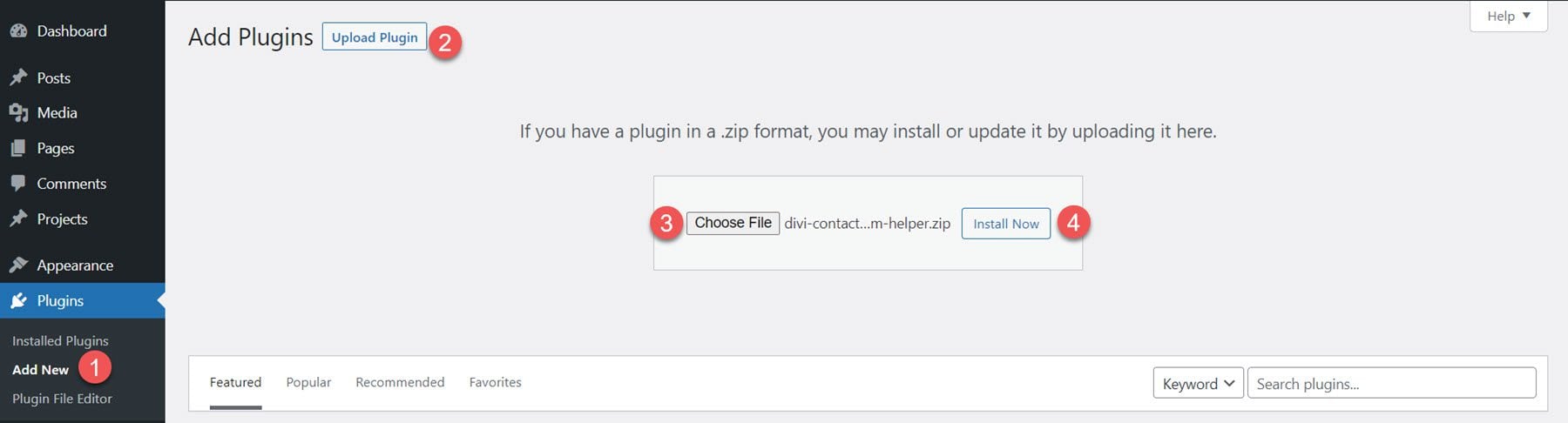 Divi Plugin Highlight Divi Contact Form Helper installieren