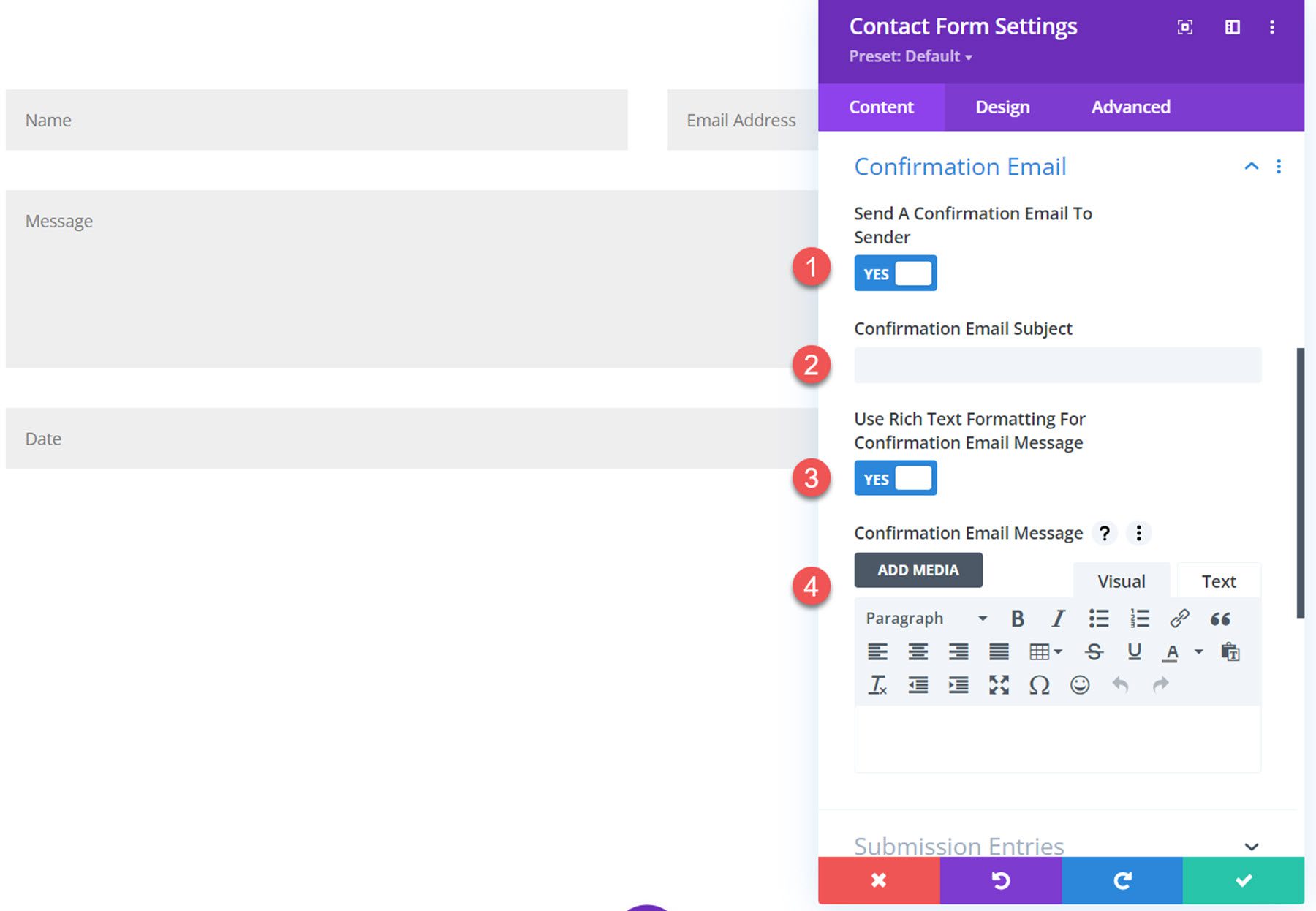 Divi Plugin Highlight Divi Contact Form Helper Confirmation Email