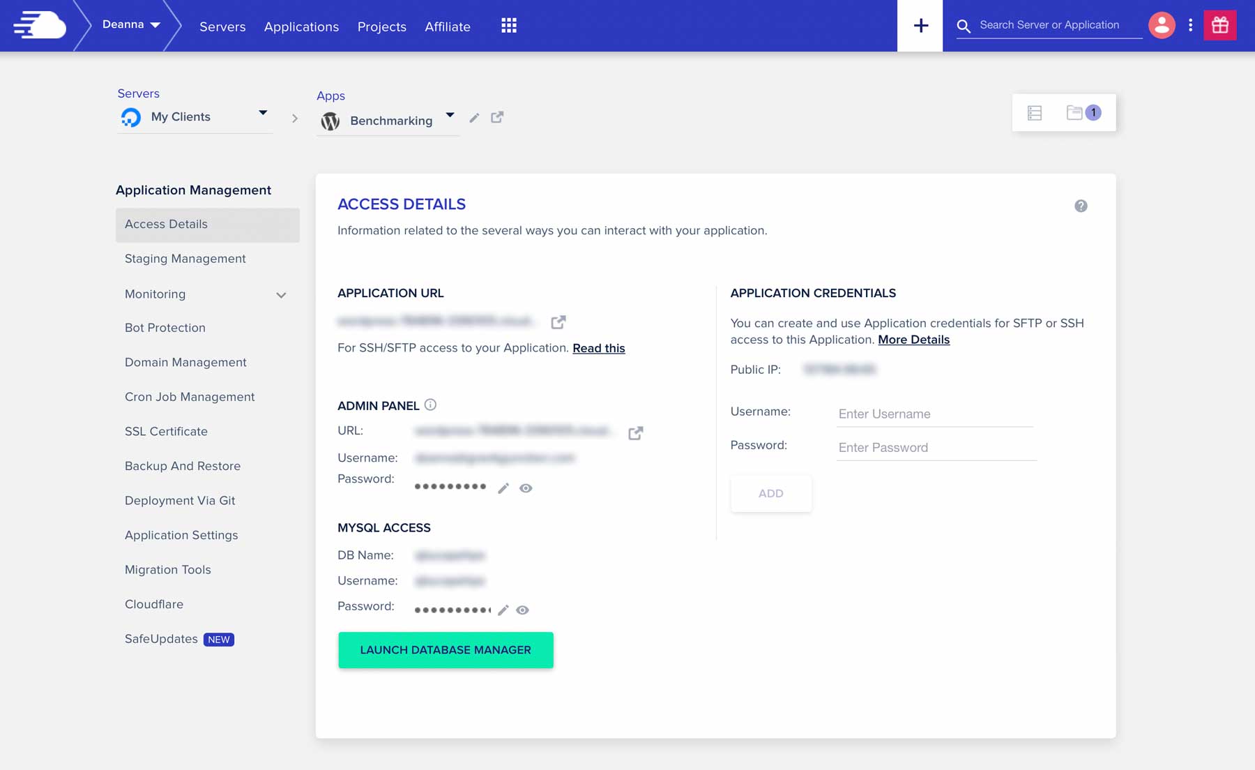 Cloudways-Dashboard