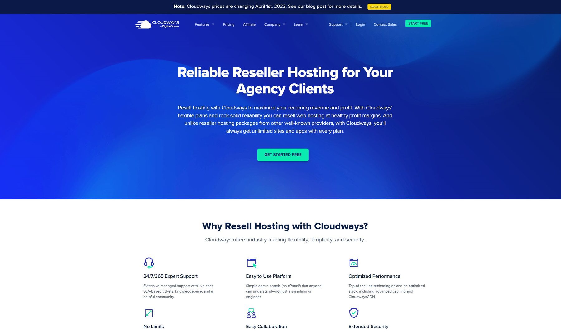 meilleur hébergement revendeur wordpress - cloudways