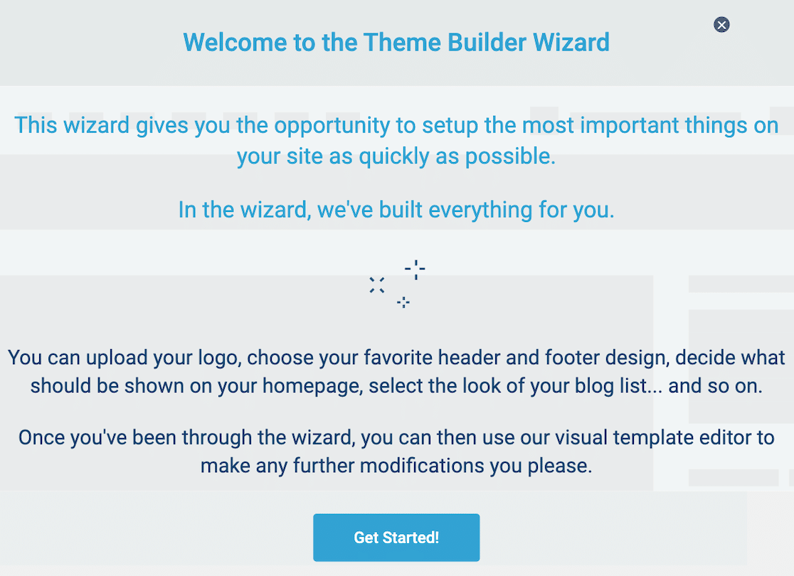 The Thrive Themes setup wizard