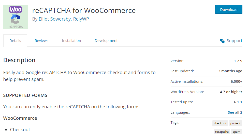 recaptcha pour woocommerce