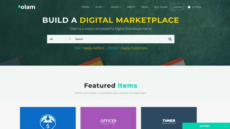 Olam - Tema WordPress do Easy Digital Downloads Marketplace.