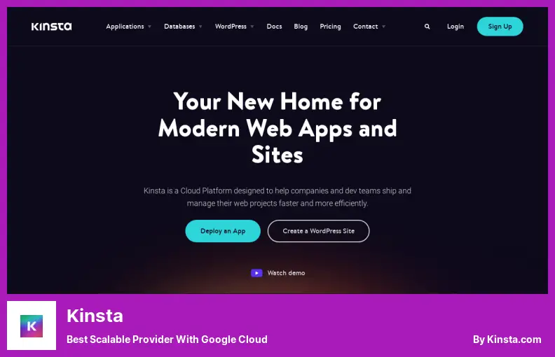 Kinsta - Miglior provider scalabile con Google Cloud