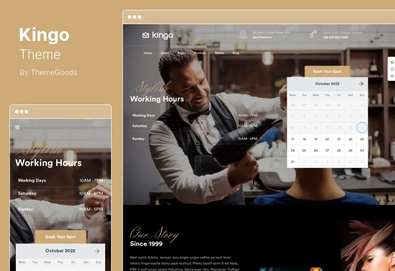 Kingo Theme - 소기업을 위한 예약 WordPress 테마