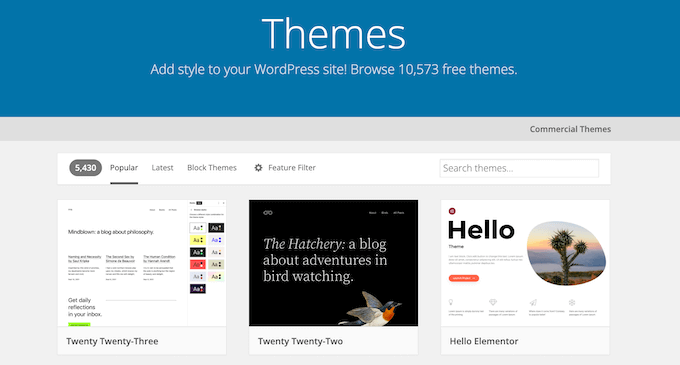 The WordPress theme repository 