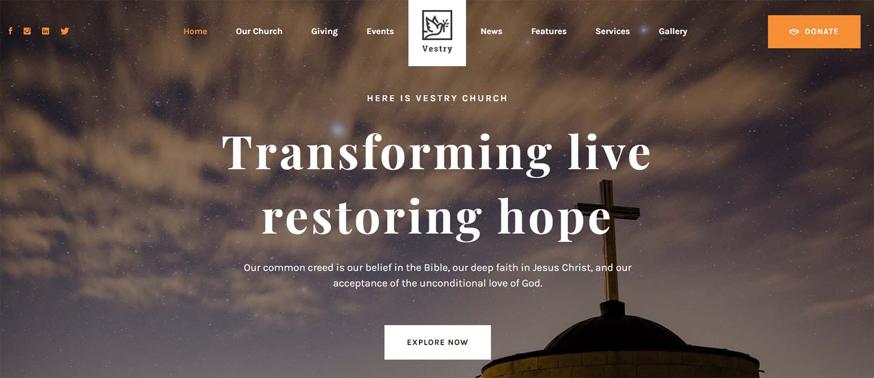 Sastry, um tema de igreja WordPress