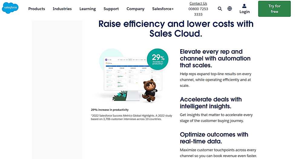 HubSpot 대안: Salesforce 홈페이지