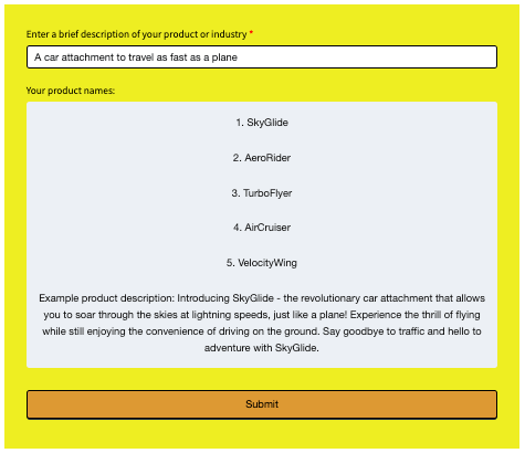 Product name generator